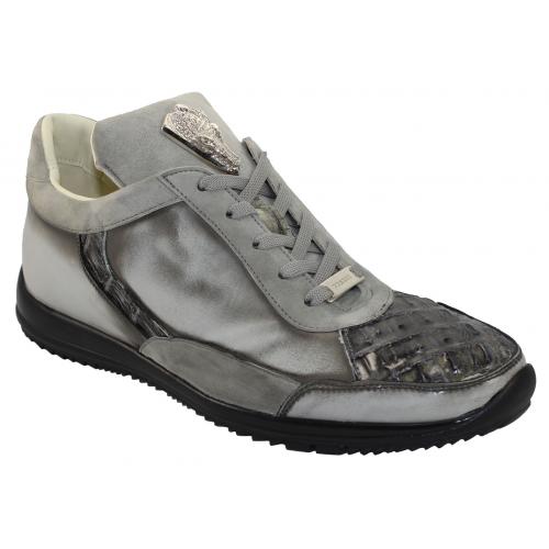 Fennix Italy 3535 Grey Genuine Hornback Crocodile / Vintage Calf / Suede Sneakers